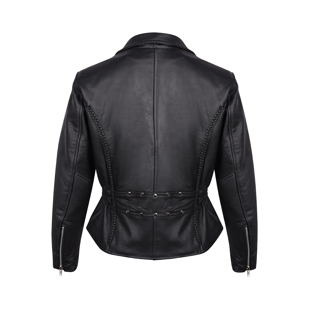 VL615 Vance Leather Ladies Premium Cowhide Braid and Stud Motorcycle Leather Jacket