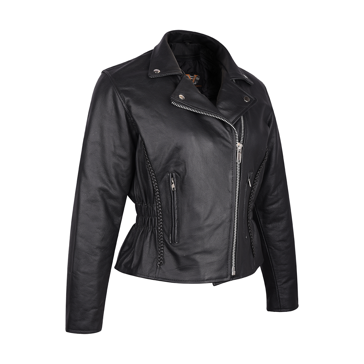 VL615 Vance Leather Ladies Premium Cowhide Braid and Stud Motorcycle Leather Jacket