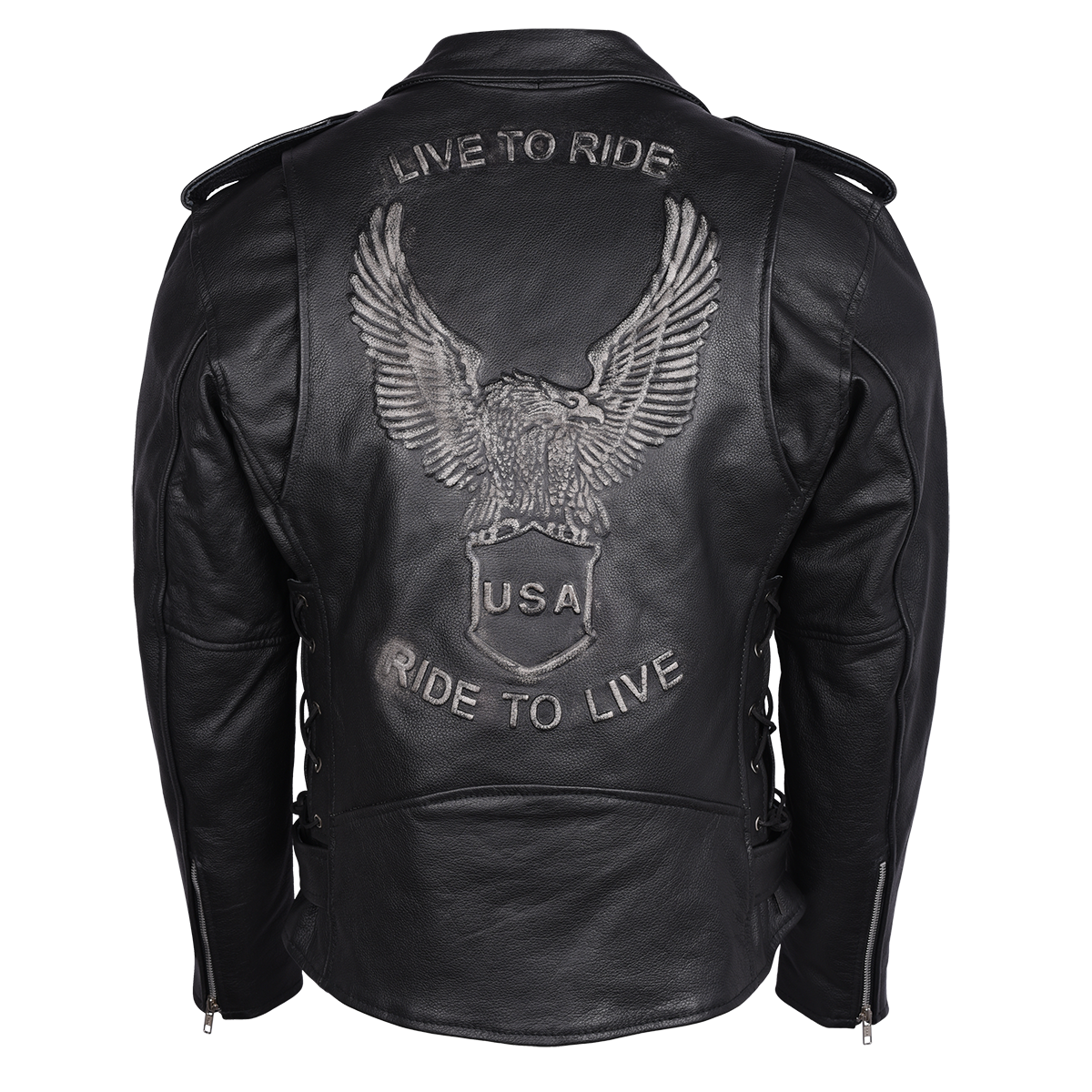 HMM525 Eagle Embossed Classic Biker Jacket