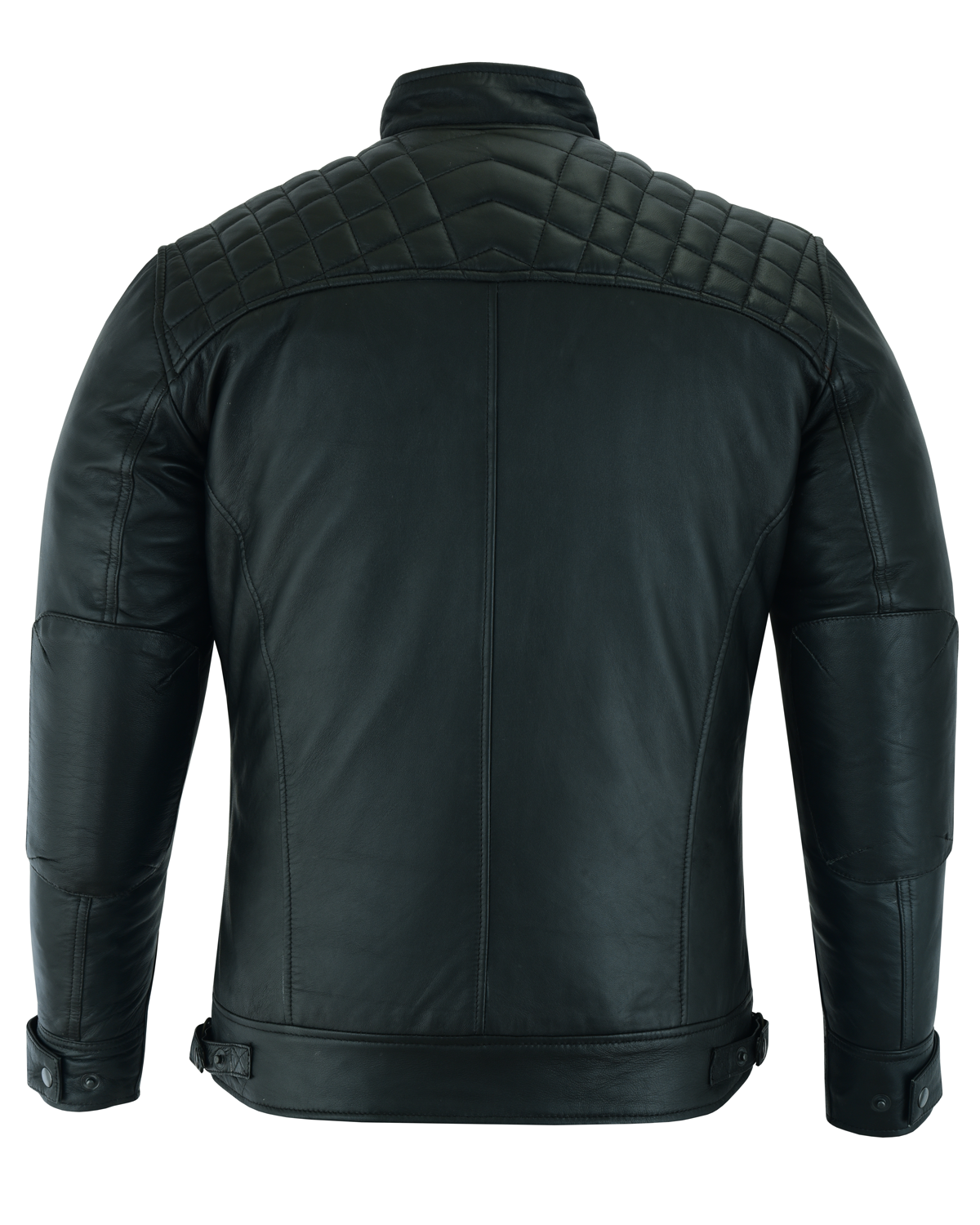Vance Leather Men's Cafe Racer Gatsby Black Waxed Lambskin Motorcycle Leather Jacket