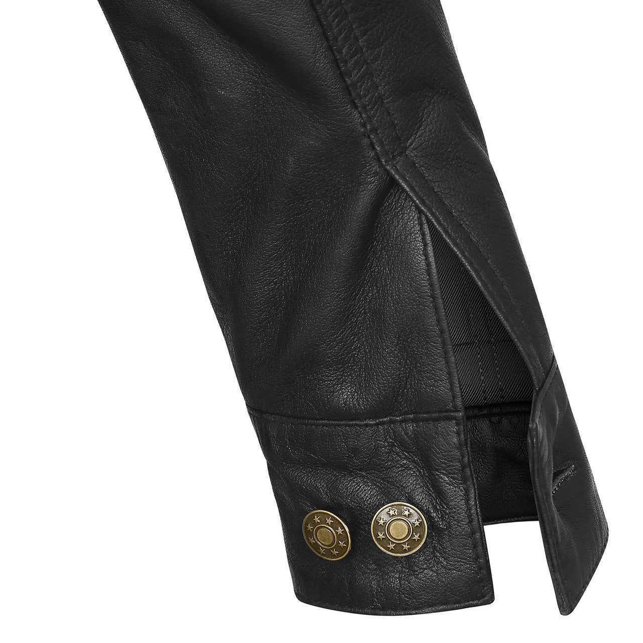 Vance-Leathers-VL555B-Mens-Black-Motorcycle-Trucker-Leather-Jacket-detail-view