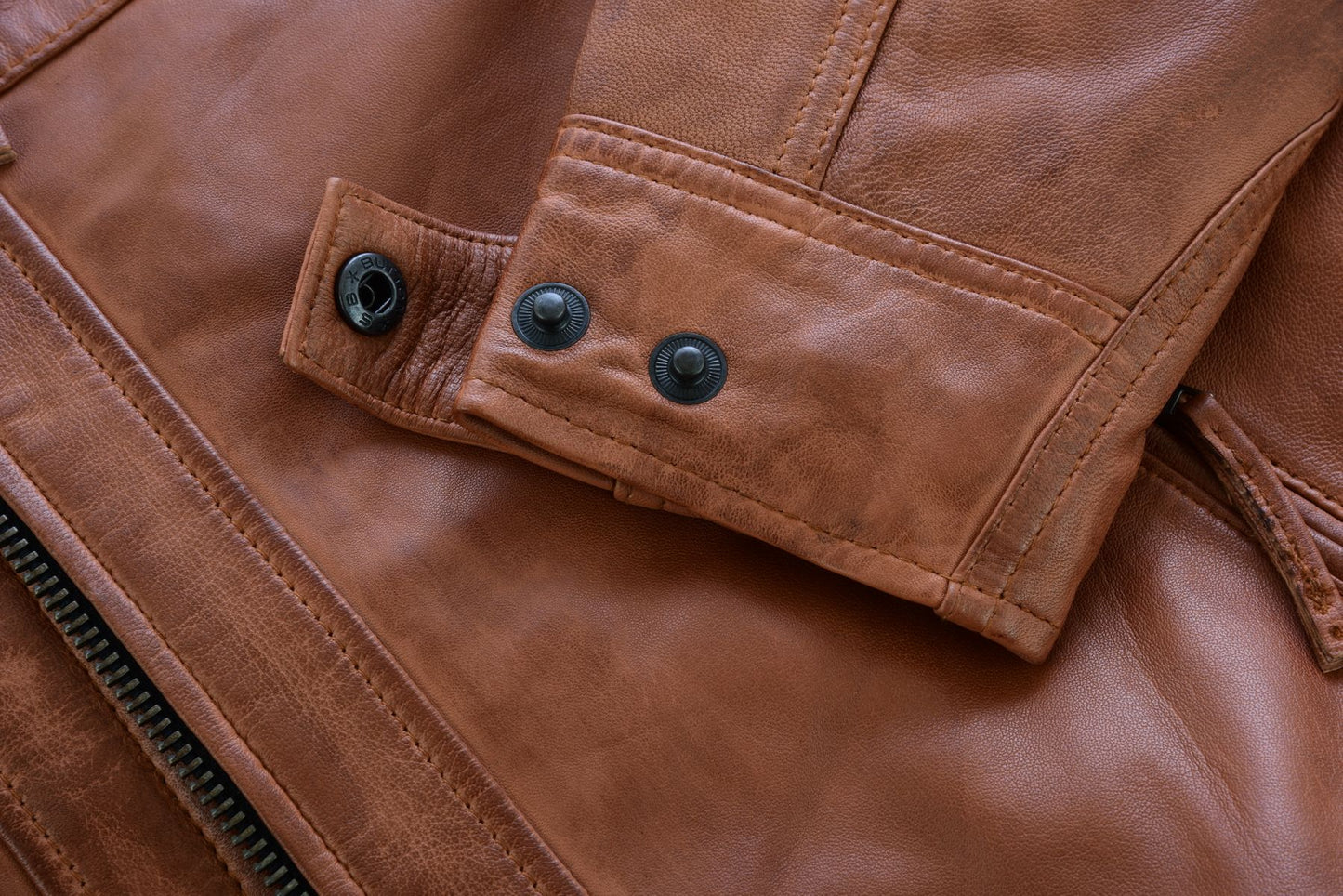 Vance Leather Men's Cafe Racer Waxed Lambskin Austin Brown Motorcycle Leather Jacket
