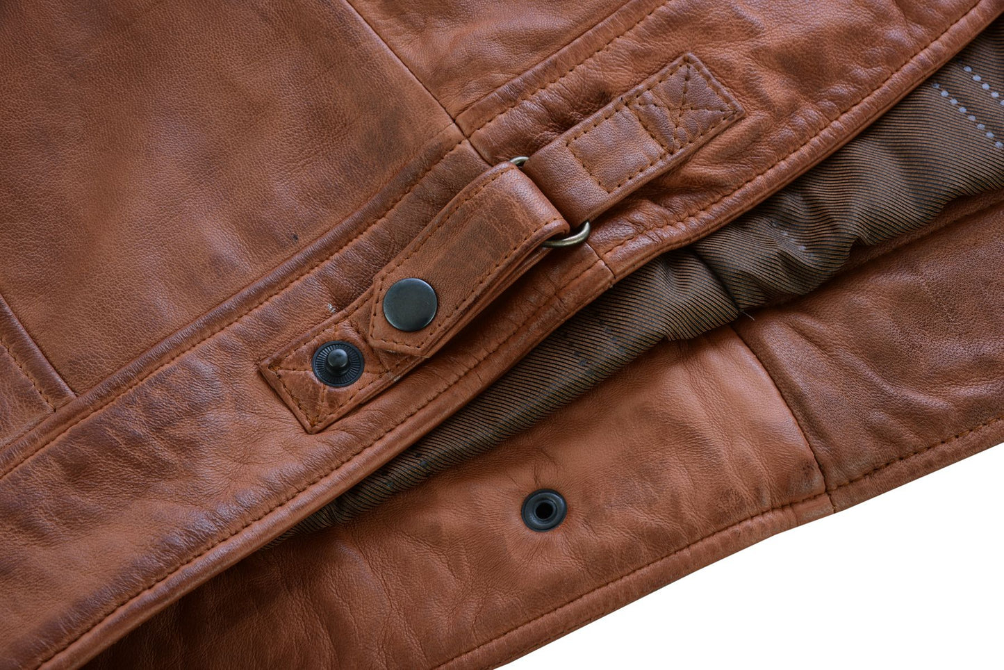 Vance Leather Men's Cafe Racer Waxed Lambskin Austin Brown Motorcycle Leather Jacket