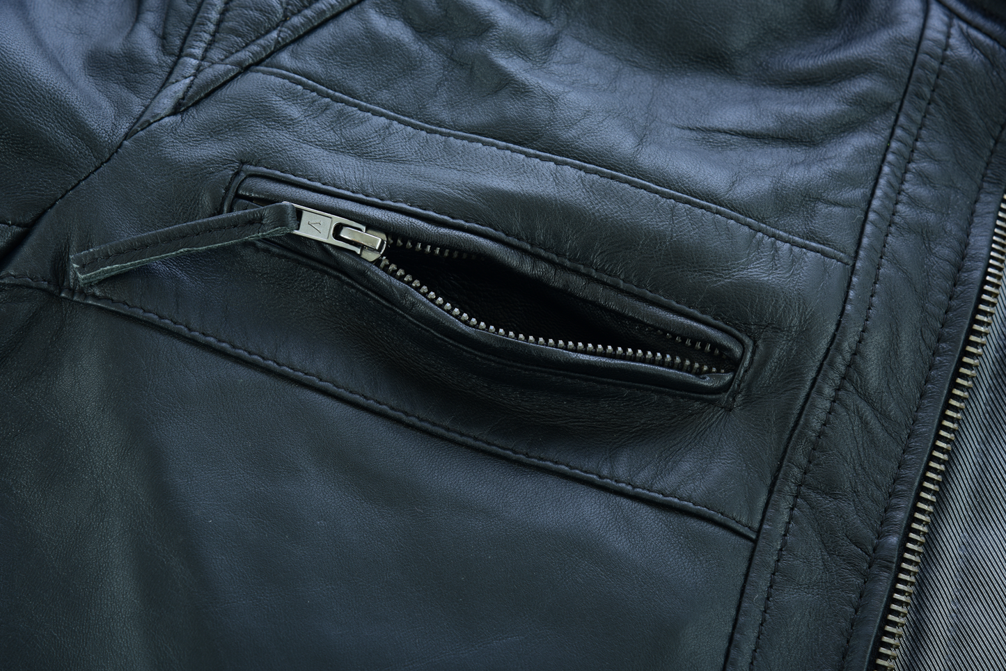 Vance Leather Men's Cafe Racer Gatsby Black Waxed Lambskin Motorcycle Leather Jacket