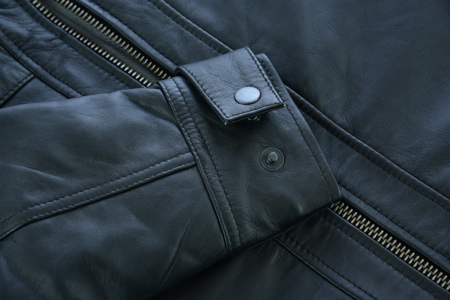 Vance Leather Men's Cafe Racer Gatsby Black Waxed Lambskin Motorcycle Leather Jacket