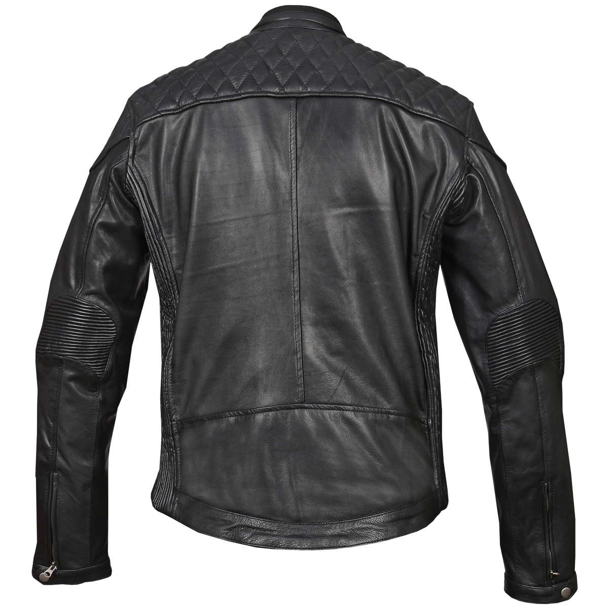 HMM521 High Mileage Men's Black Leather Jacket with Diamond Stitched Shoulders