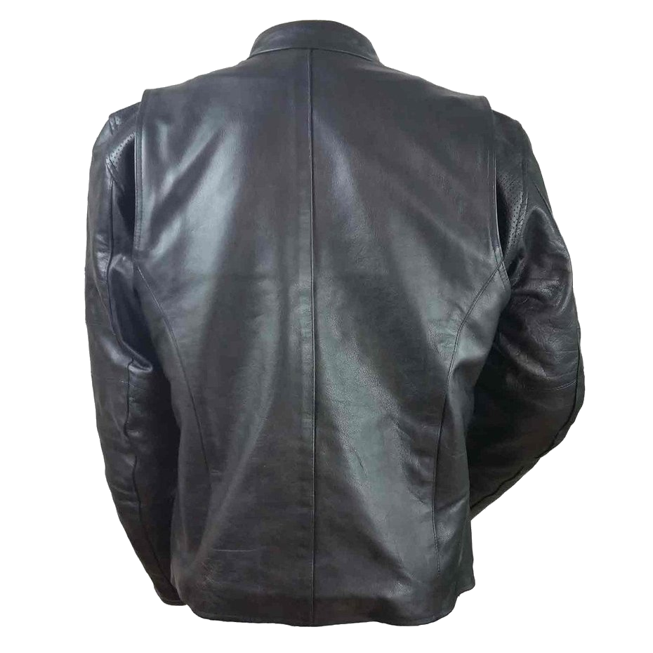 HMM539 Men's Leather Vented Scooter Jacket with Perforated Arm & Shoulder