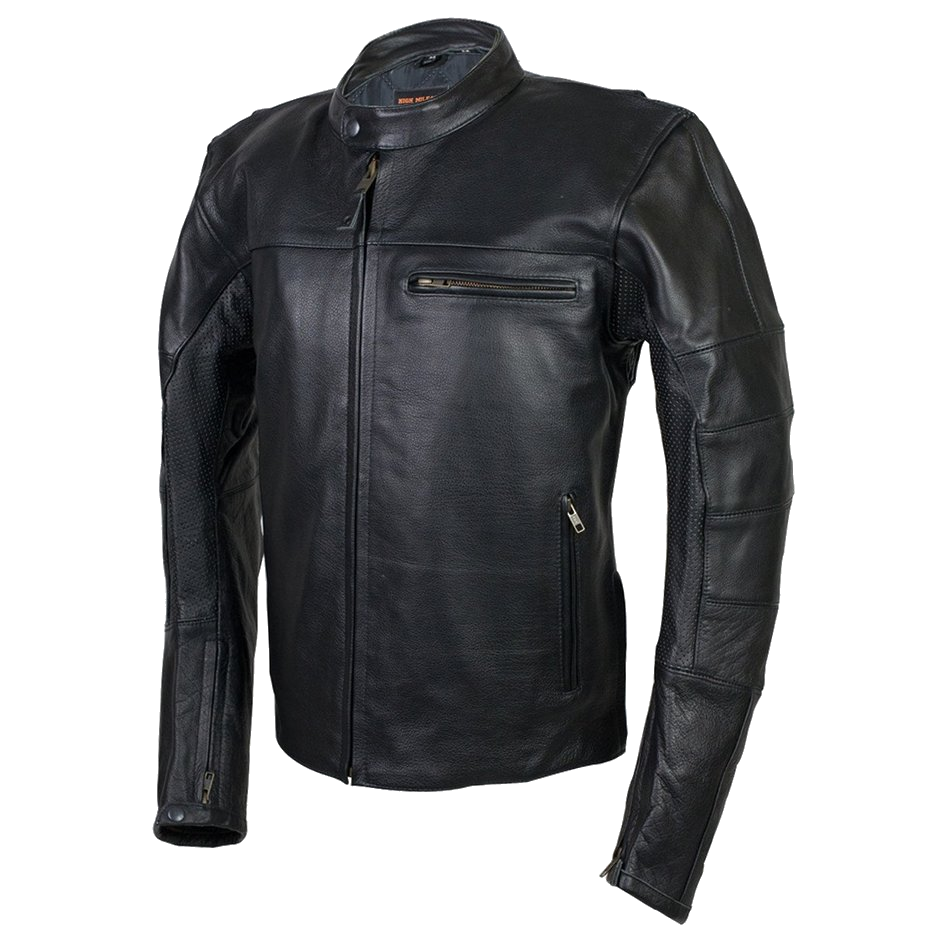 HMM539 Men's Leather Vented Scooter Jacket with Perforated Arm & Shoulder