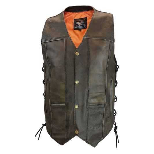 HMM915DB Men's Distressed Brown 10 Pocket Vest