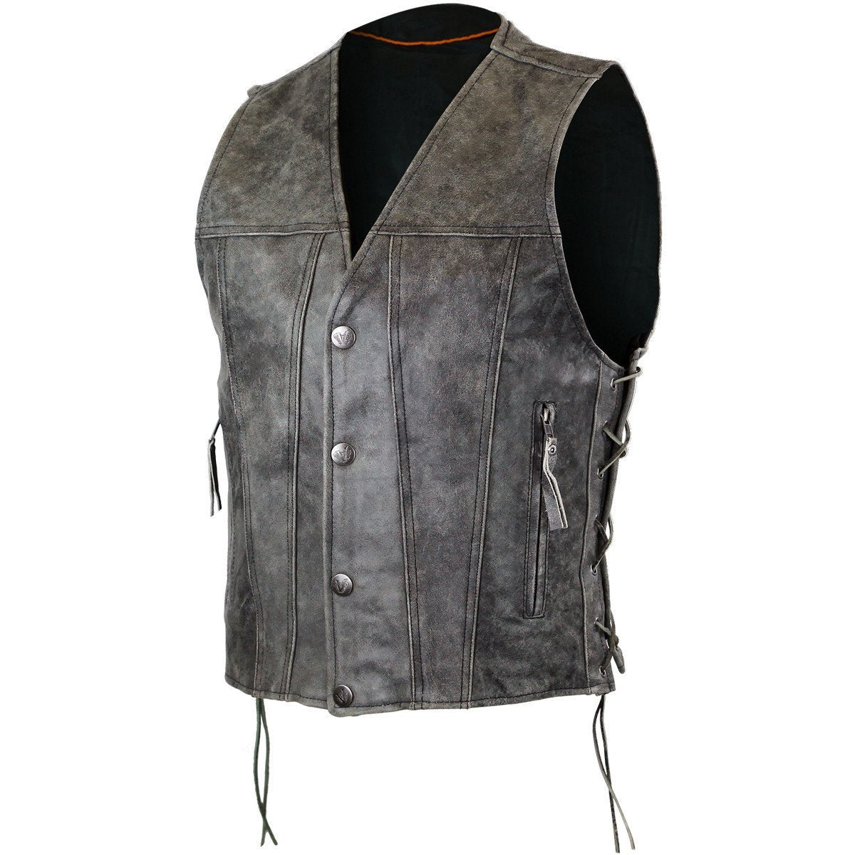 Men's Distressed Grey Gambler Style Vest