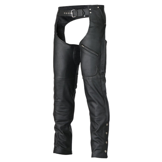 VL804S Zip-Out Insulated Pant Style Zipper Pocket Leather Chaps