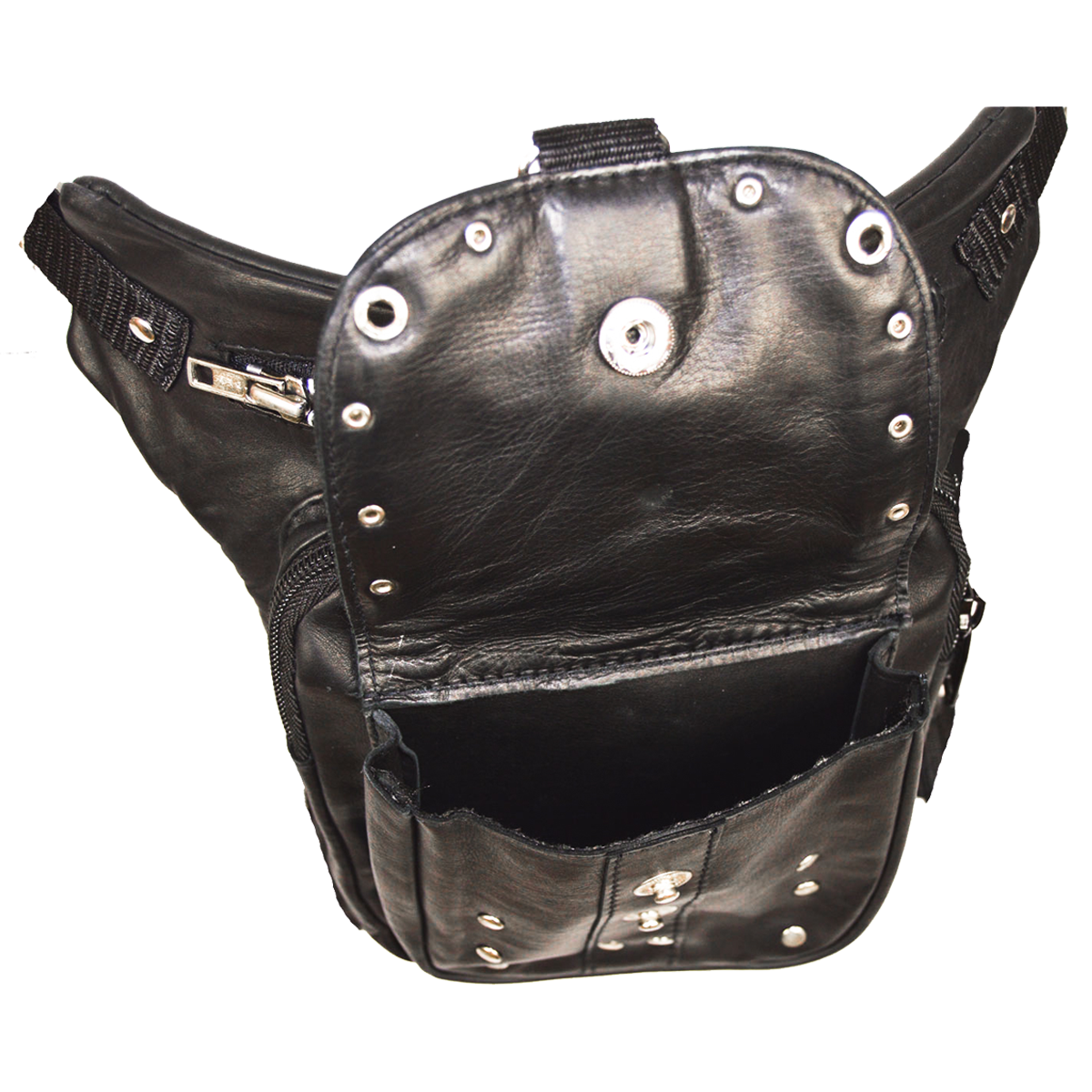 VA561 Black Carry Leather Thigh Bag with Waist Belt