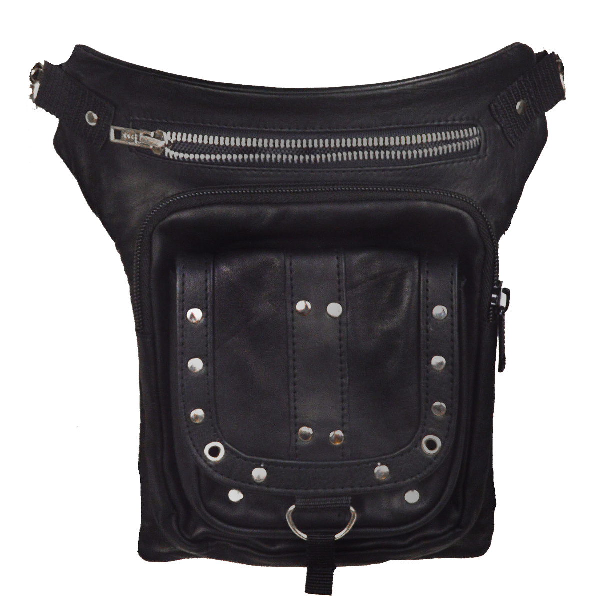 VA561 Black Carry Leather Thigh Bag with Waist Belt