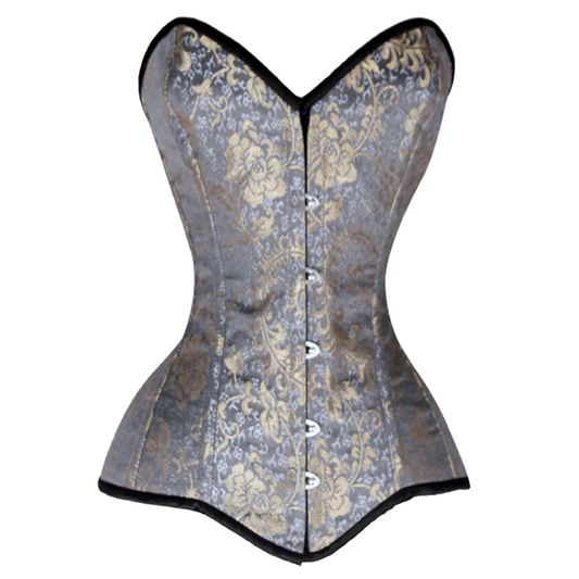 VC1405 Ladies Brocade Corset Black with Silver and Gold