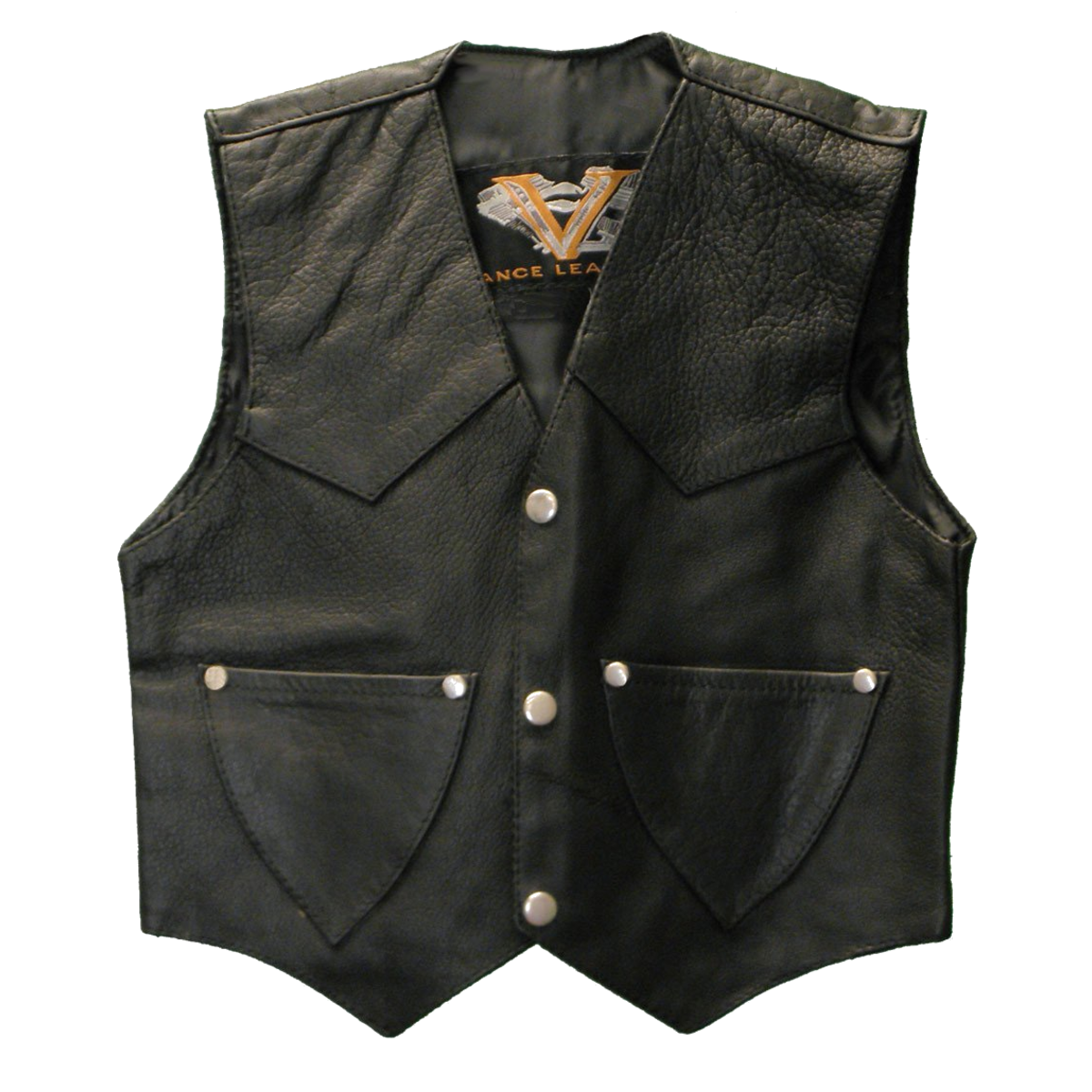VK901 S Kid's Leather Vest Plain Side