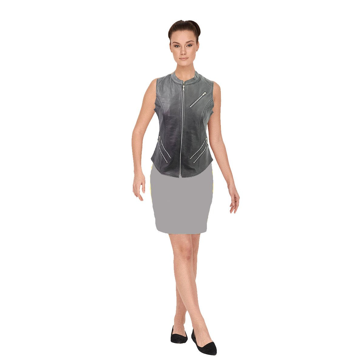 Vance Leather VL1028 Ladies Premium Leather Zipper Vest