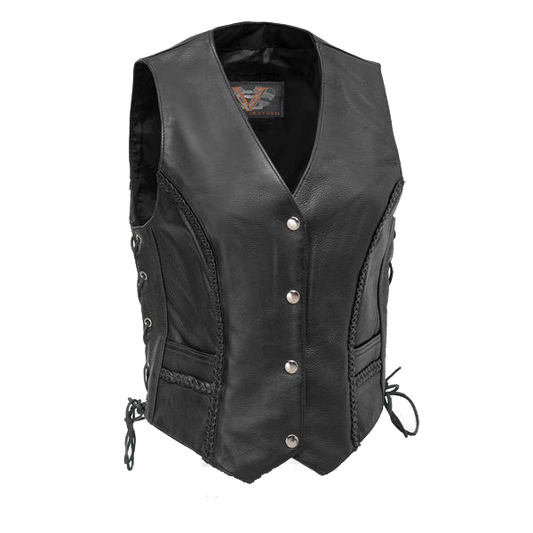 VL1051 Ladies Lace Side Vest with Gun Pockets and Trimmed In Braid