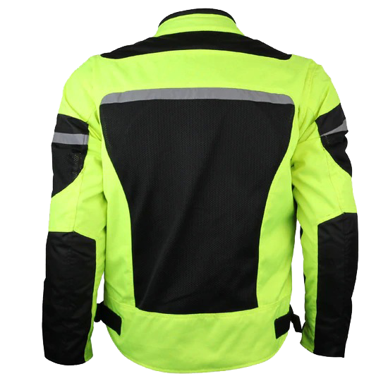 High Visability Mesh/Textile CE Armor Motorcycle Jacket in Neon Green