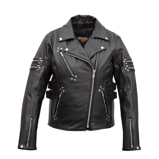 VL617 Ladies Premium Leather Jacket with Side Adjustments
