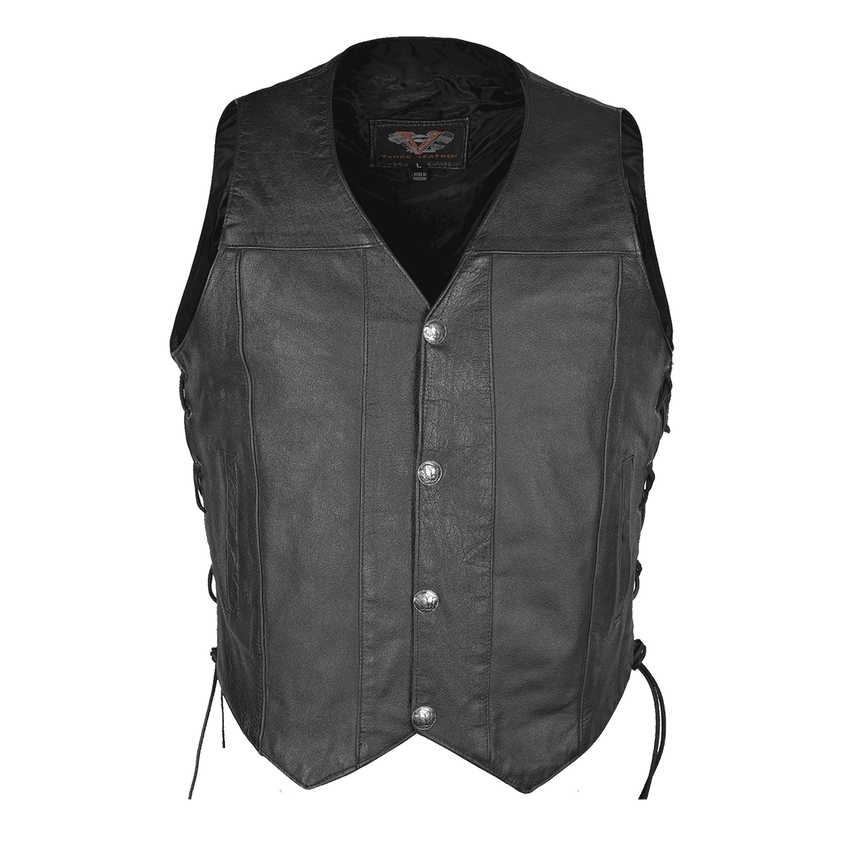 VL907 Vance Leather Premium Cowhide Vest with Buffalo Nickel Snaps and Gun Pocket