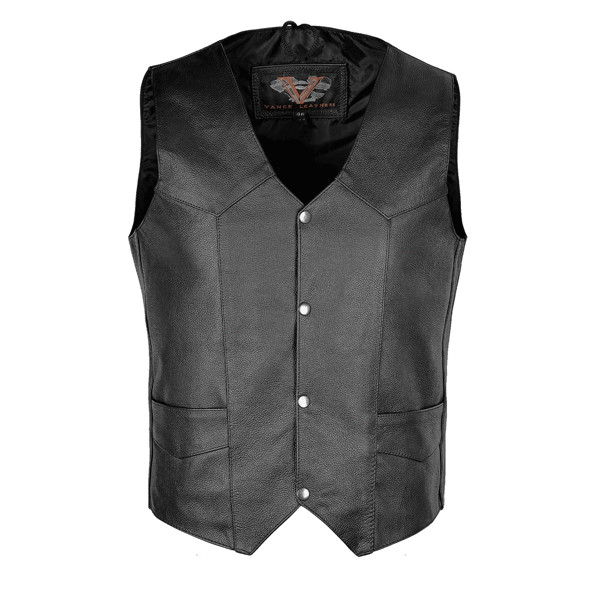 VL921S Vance Leather Basic Leather Men's Plain Side Vest with Single Seam Back