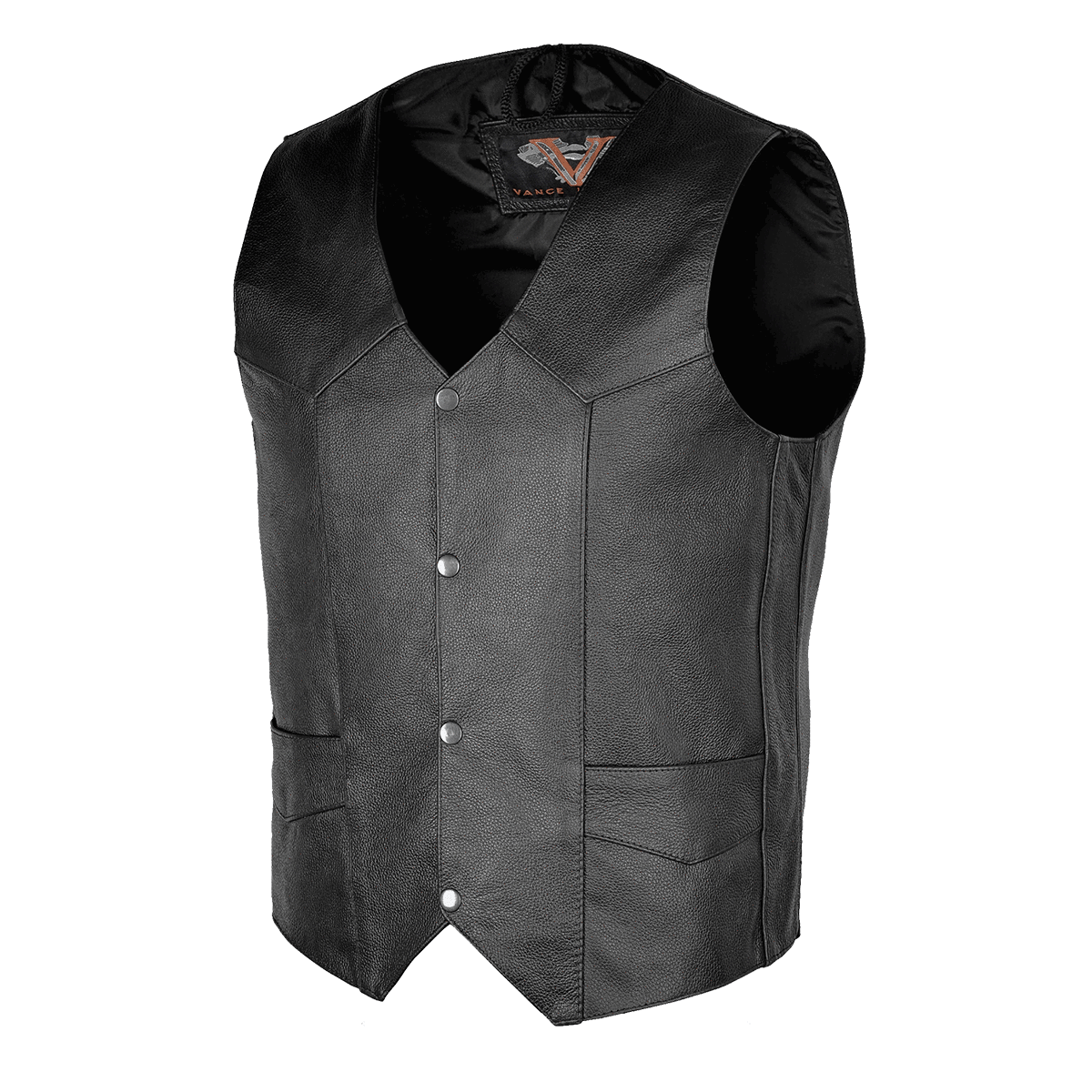 VL921S Vance Leather Basic Leather Men's Plain Side Vest with Single Seam Back