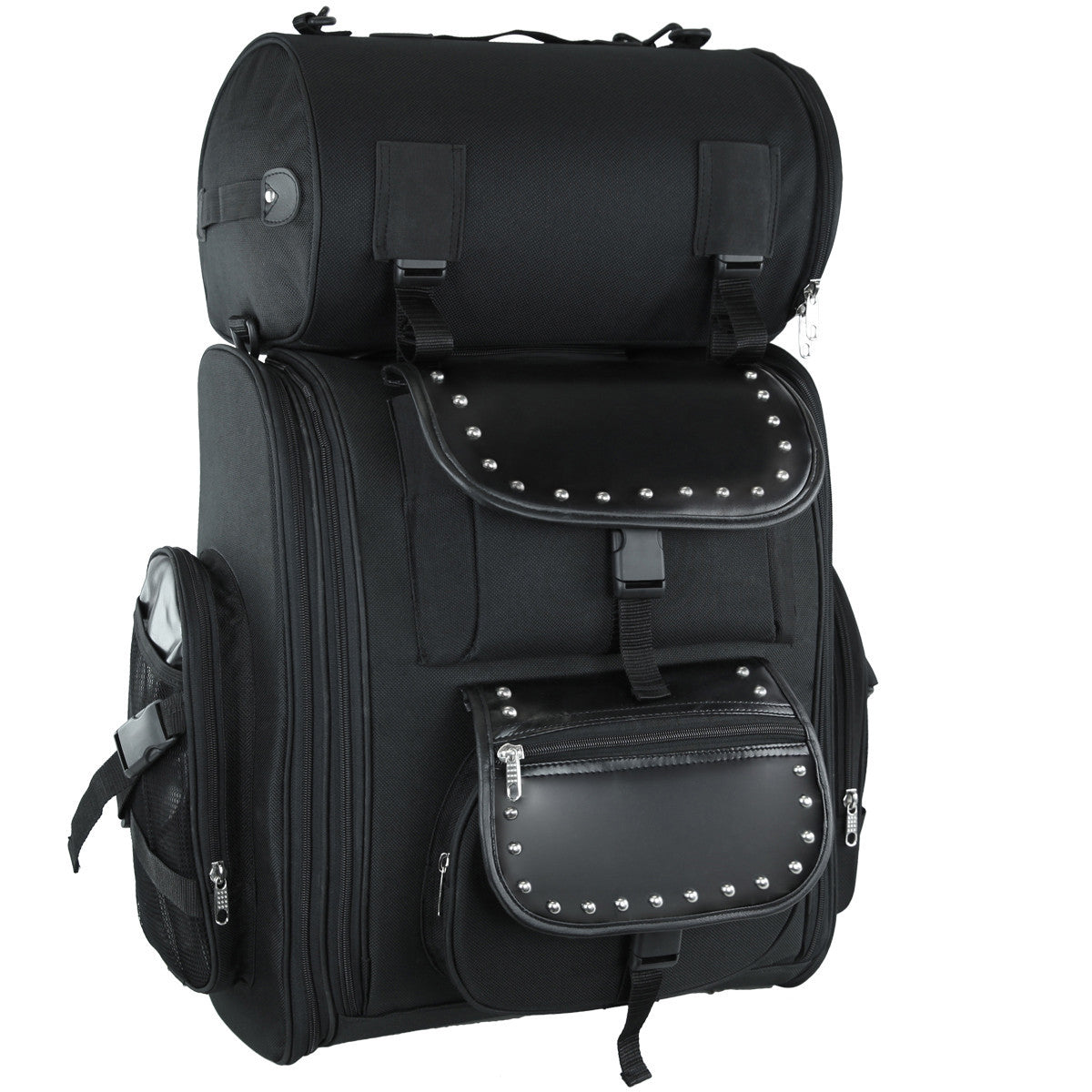 VS1351/52 Large Heavy Duty Sissy Bar Bag available in Plain or Studded - Daytona Bikers Wear