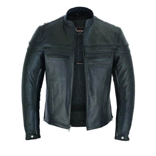 Vance Leather Men's Racer Jacket with Vents