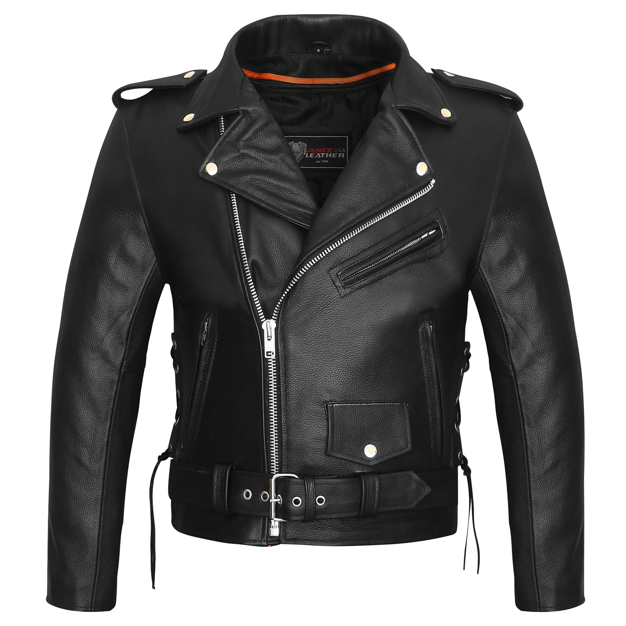 Vance Leather Men's Top Grain Leather Classic Motorcycle Jacket W/Lace ...