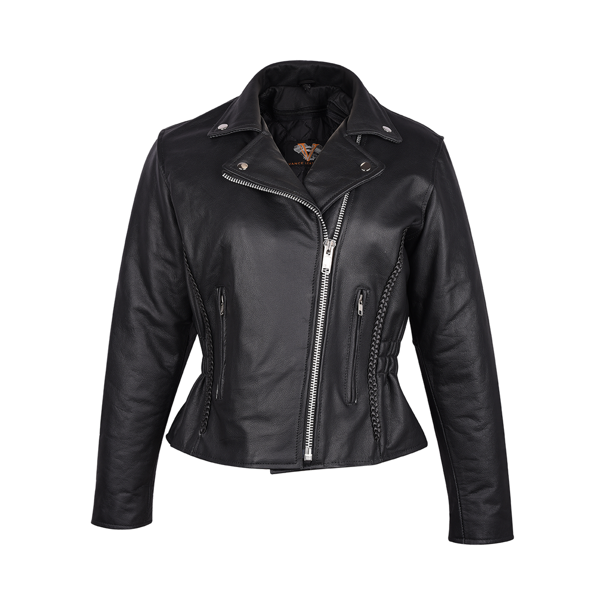 Vance Leather Ladies Premium Cowhide Braid and Stud Motorcycle Leather ...