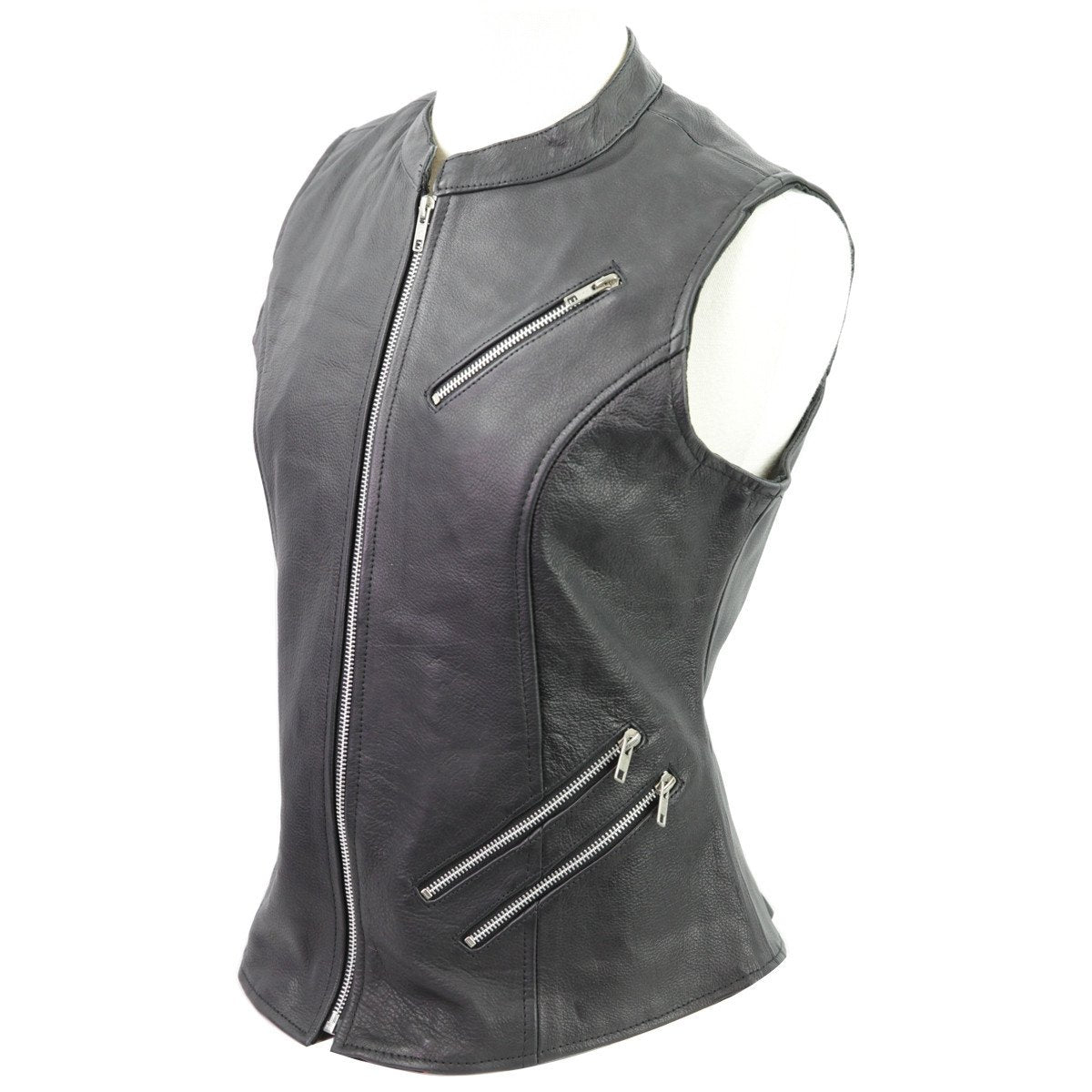 Vance Leather VL1028 Ladies Premium Leather Zipper Vest