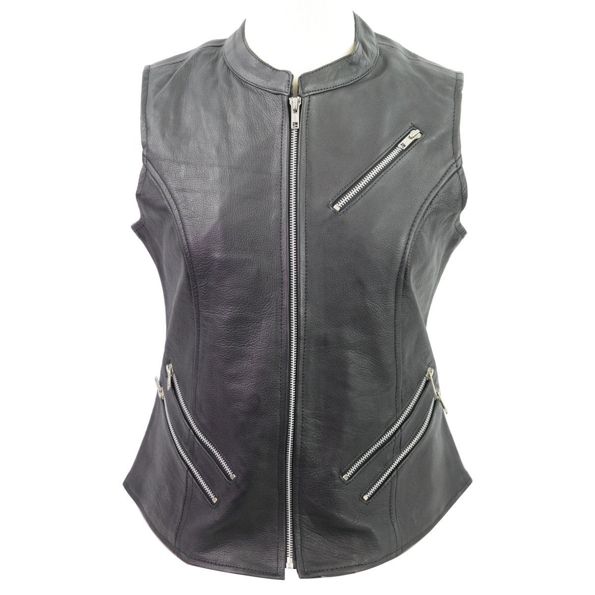 Vance Leather VL1028 Ladies Premium Leather Zipper Vest