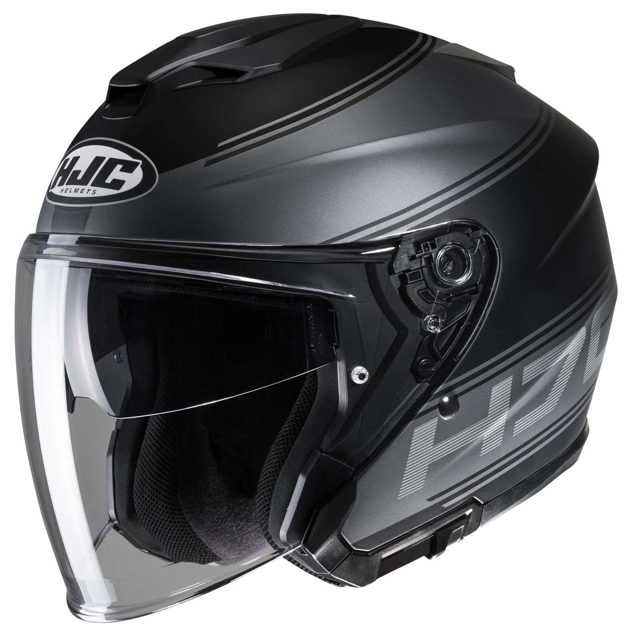 HJC-i30-Vicom-Open-Face-Motorcycle-Helmet-Black-Grey-Main