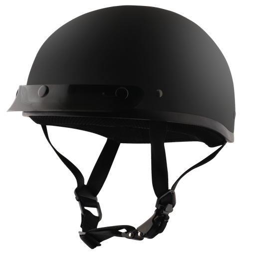 Detour Helmets D.O.T. Flat Black Half Helmet for Motorcycle Riders with Visor