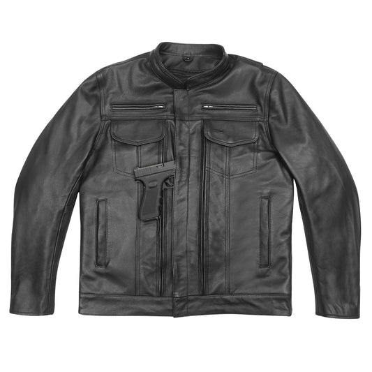 Vance Leathers' Men's Top Performer Motorcycle Leather Jacket with double conceal carry pockets