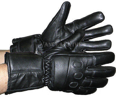 VL445 Vance Leather Insulated Leather Gauntlet Gloves With Padded Knuckles - Daytona Bikers Wear