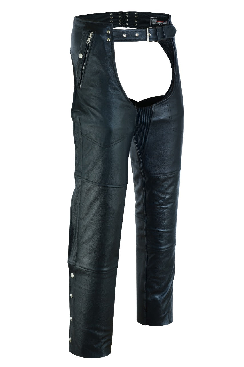 VL811 TG Vance Leather Four Pocket Top Grain Leather Chaps with Removable Liner