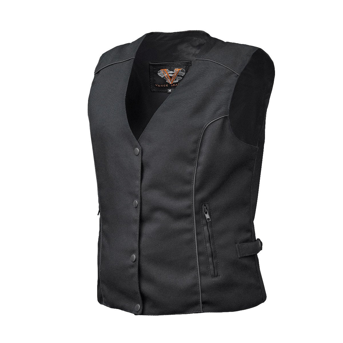 Vance Leather VL1182B Ladies Textile Vest with Reflective and Embroidered Wings