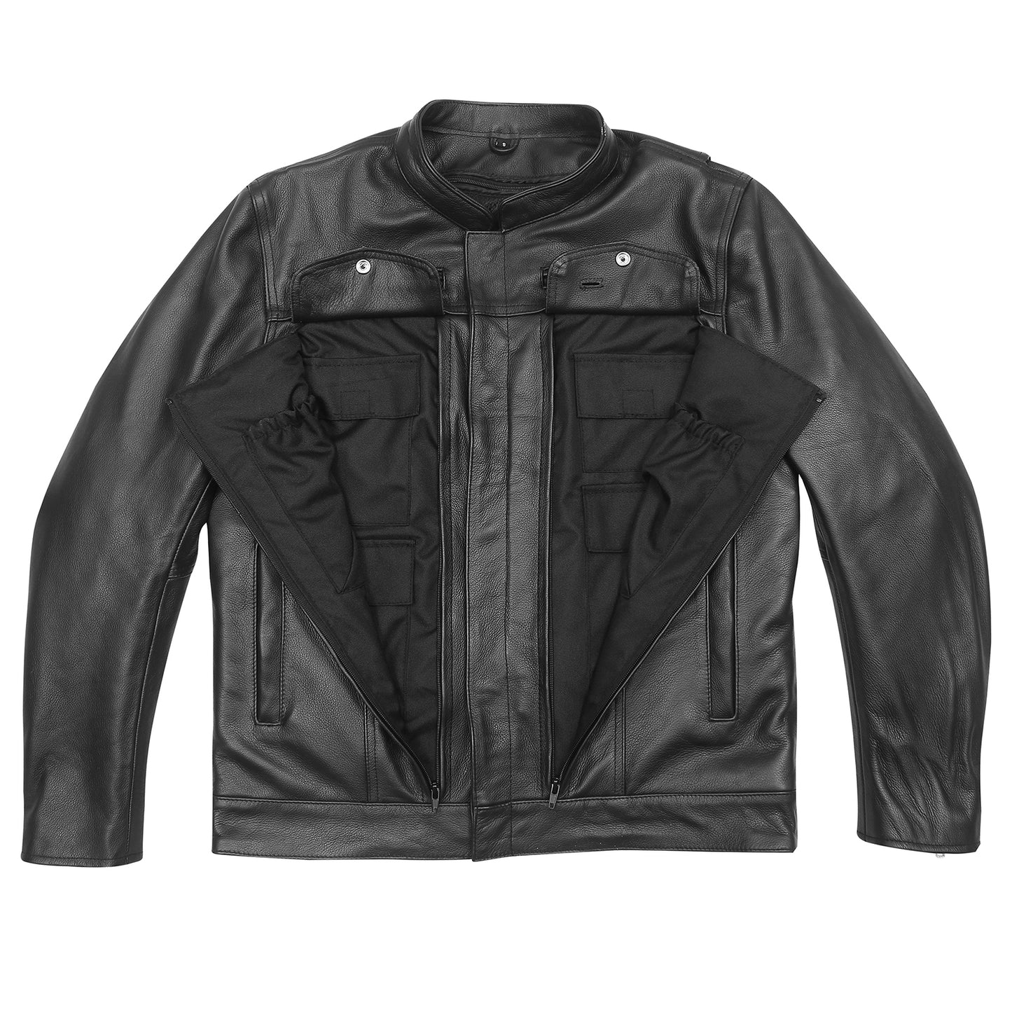 Vance Leathers' Men's Top Performer Motorcycle Leather Jacket with double conceal carry pockets