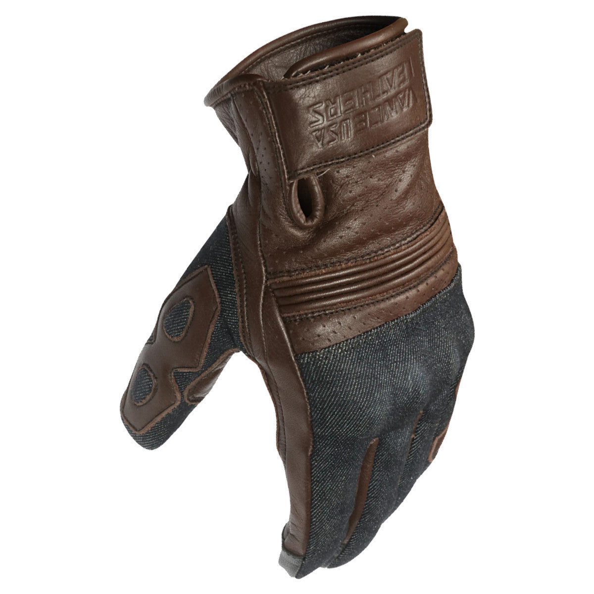 Vance VL480Br Denim and Leather Motorcycle Gloves