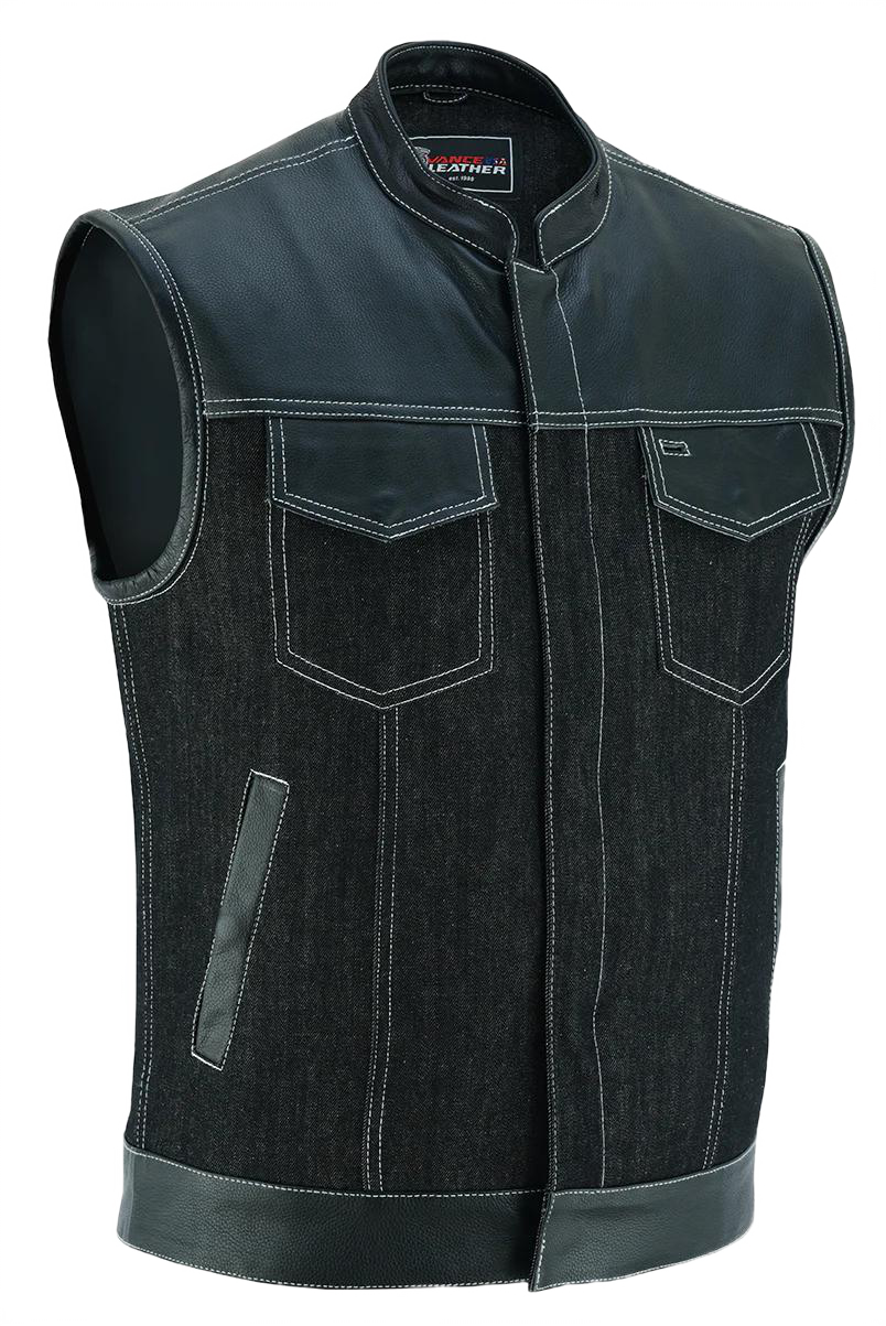 Mens-Denim-Leather-Vest-with-White-Stitching-main