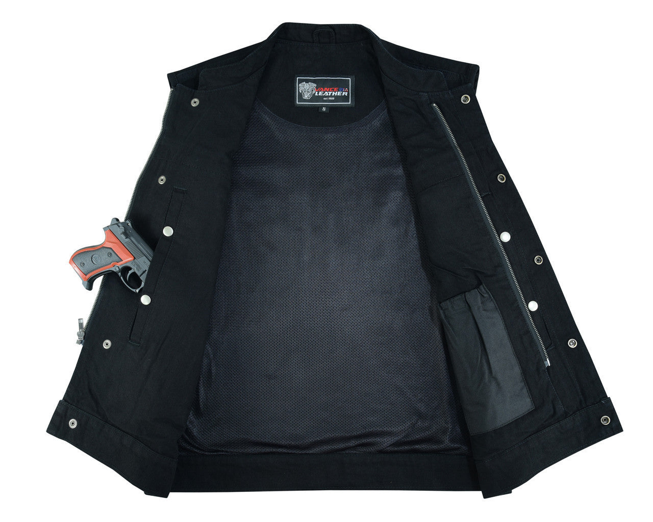 SOA Style Black Denim Club Vest-open