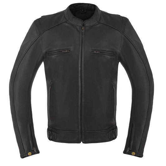 High Mileage HMM538 Mens Dual Conceal Carry Vented Sport Style Cowhide Leather Biker Motorcycle Riding Jacket - Front View