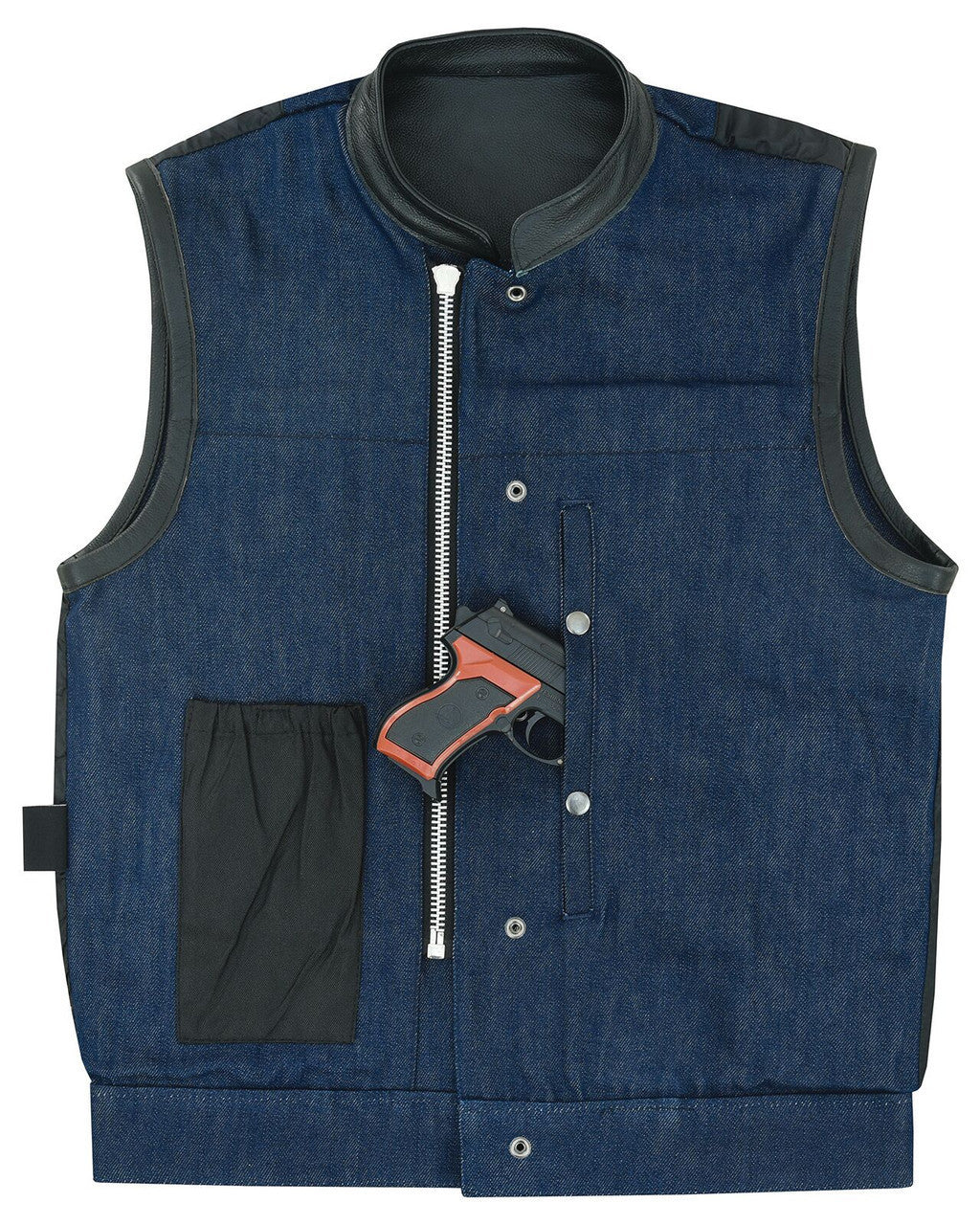 Vance-VB911L-Denim-Black-SOA-Club-Vest-Leather-trims-pockets