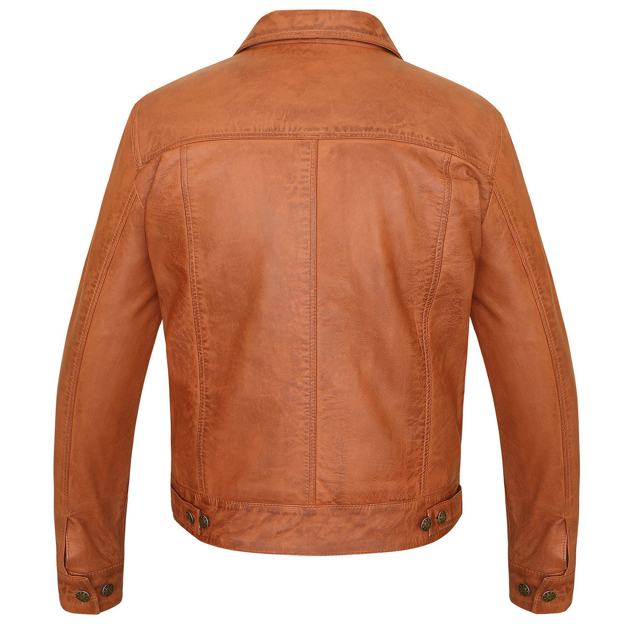 Vance-Leathers-VL555Br-Mens-Austin-Brown-Motorcycle-Trucker-Leather-Jacket-back-view