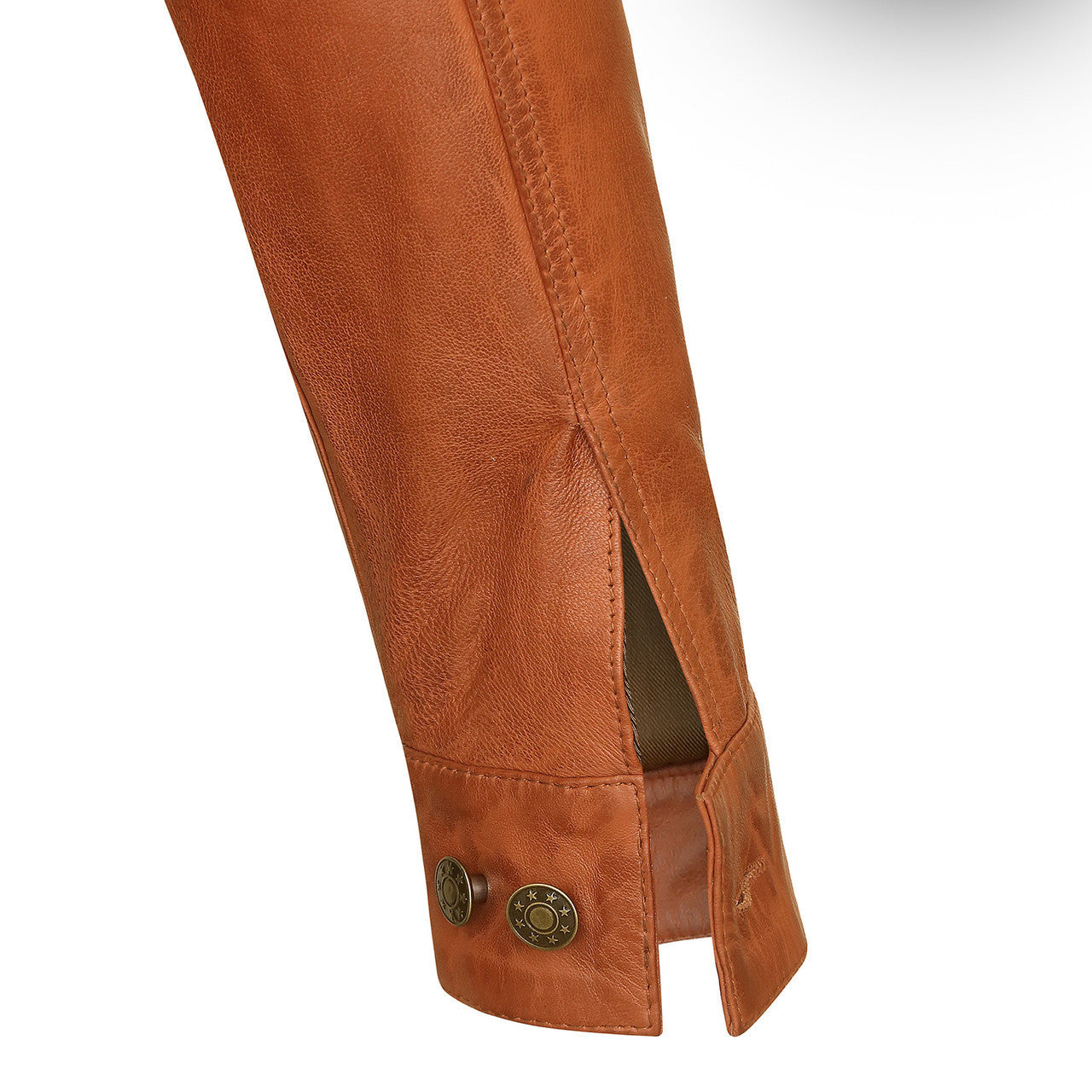 Vance-Leathers-VL555Br-Mens-Austin-Brown-Motorcycle-Trucker-Leather-Jacket-detail-view