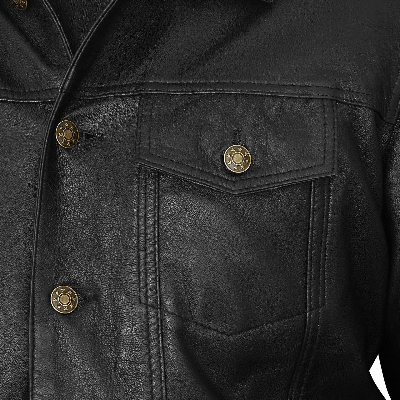 Vance-Leathers-VL555B-Mens-Black-Motorcycle-Trucker-Leather-Jacket-detail-view