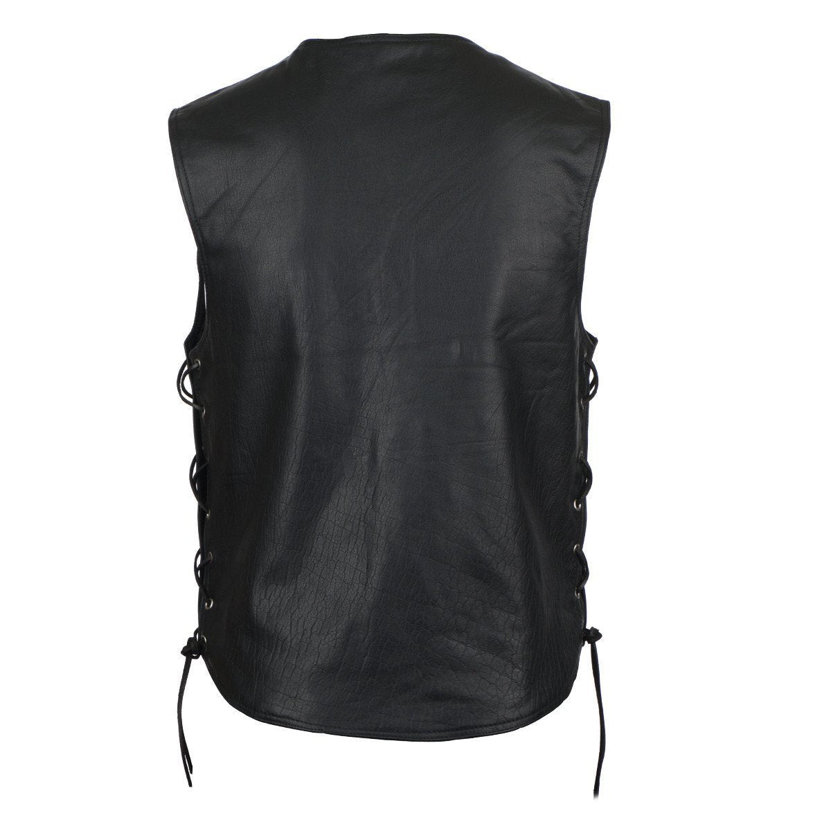 VL916 Vance Leather Denim Style Straight Bottom Laced Side Vest - Daytona Bikers Wear