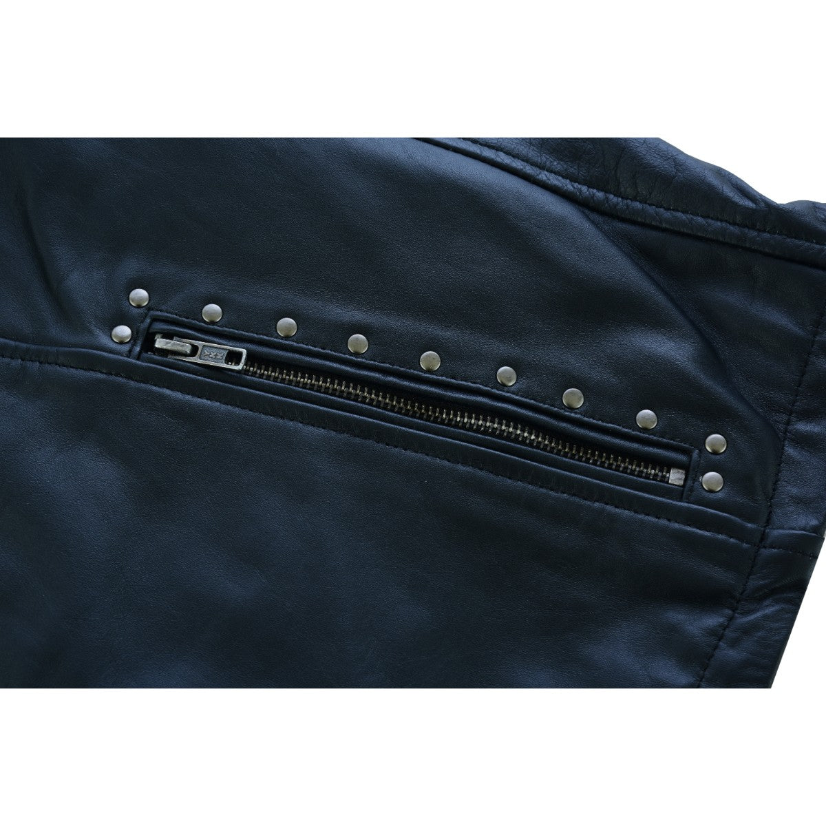 HML704B High Mileage Ladies Black Fringe and Black Studs Leather Jacket