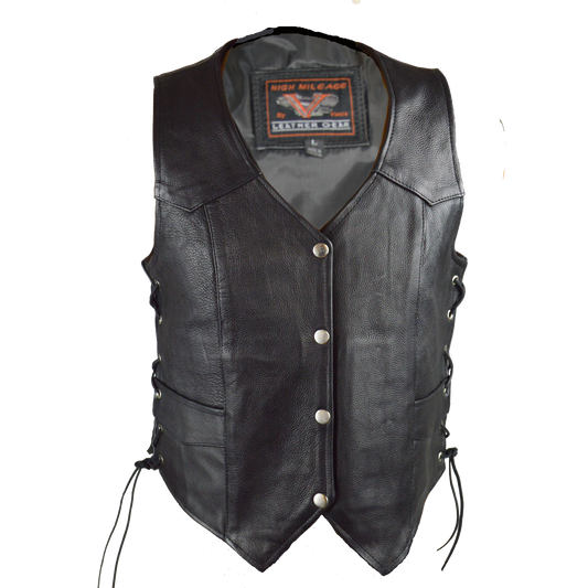 HML1040 Ladies Naked Leather Vest with Lace Sides